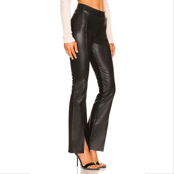 Commando Faux Leather Split Front Pants Size L Black Stretch Pull On NEW $129 - Picture 3 of 7